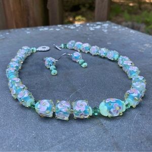 Handmade Vintage ‘03 Choker Necklace and Earrings Set, 16” Necklace